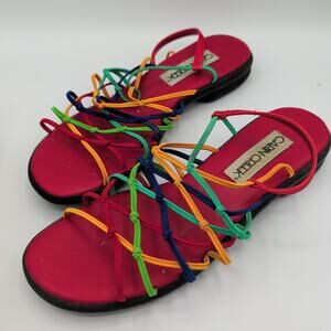 Cabin Creek Strappy Sandals Elastic Multi Color Slingback Flats 8M